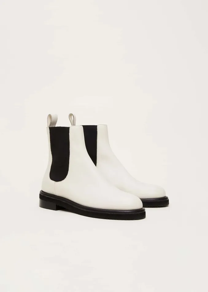 Phase Eight Heels Casual Leather Pull On Ankle Boots Cream 8211 Women