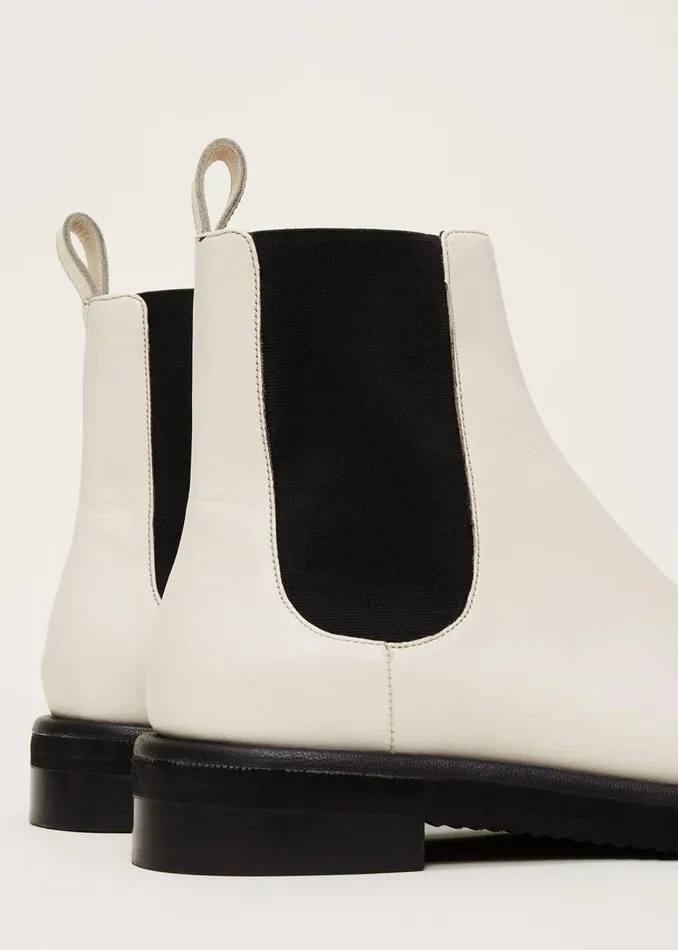 Phase Eight Heels Casual Leather Pull On Ankle Boots Cream 8211 Women