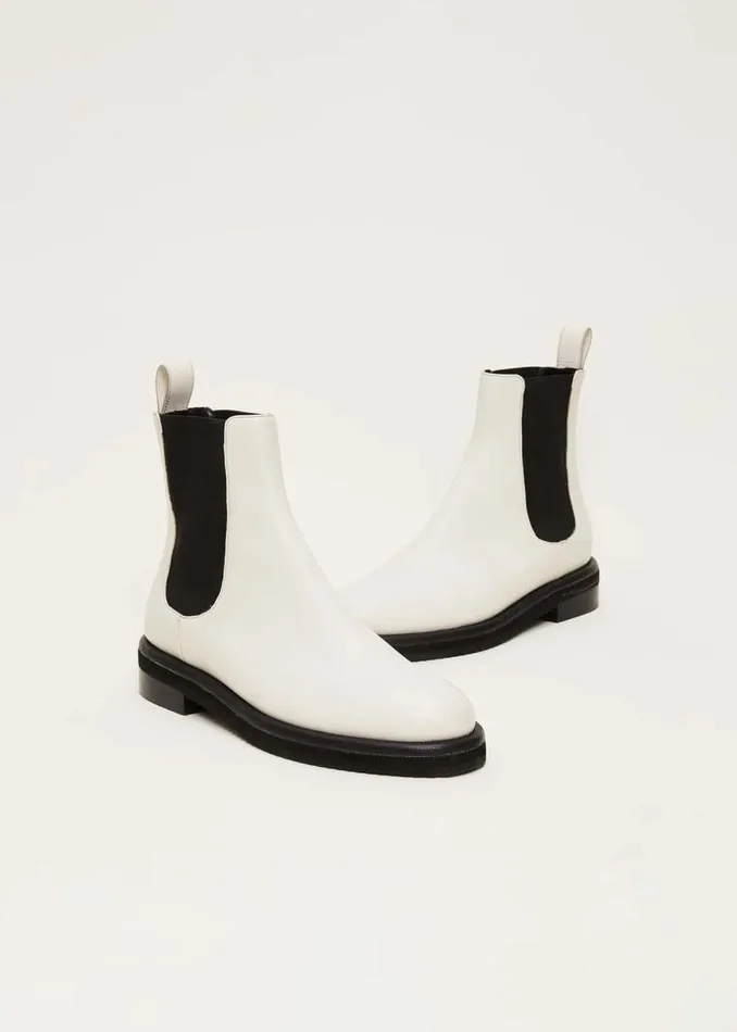 Phase Eight Heels Casual Leather Pull On Ankle Boots Cream 8211 Women