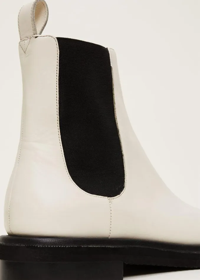Phase Eight Heels Casual Leather Pull On Ankle Boots Cream 8211 Women