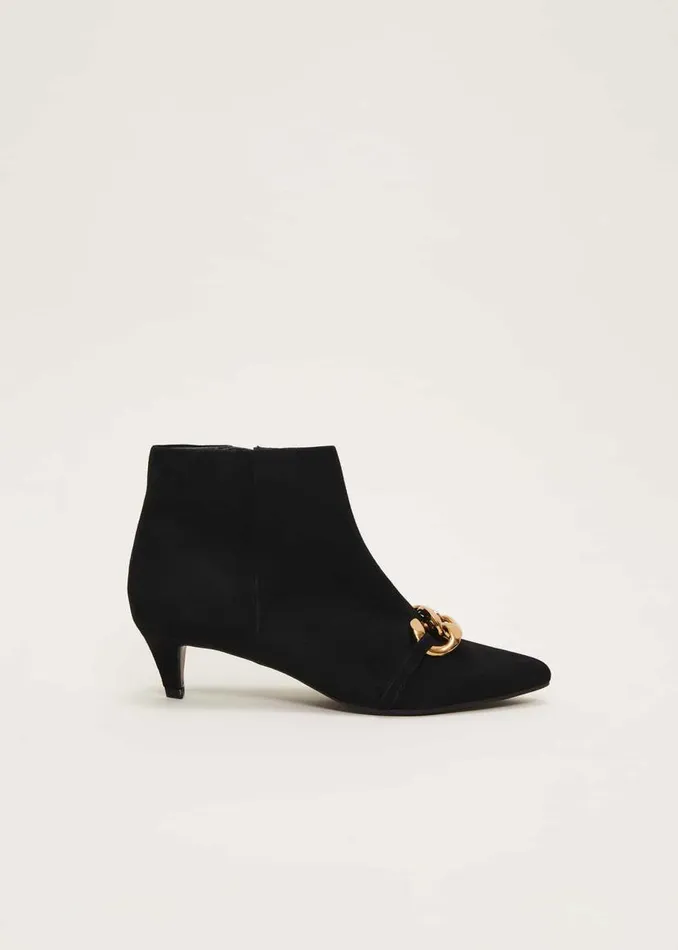 Phase Eight Heels Chain Front Kitten Heel Boot Black 8211 Women