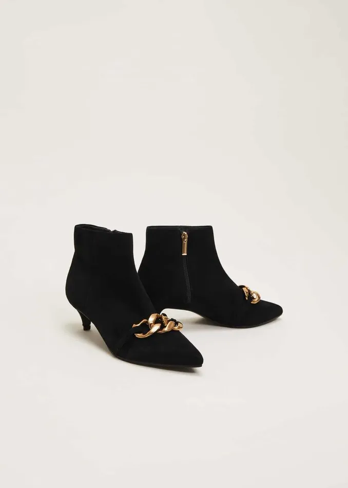 Phase Eight Heels Chain Front Kitten Heel Boot Black 8211 Women