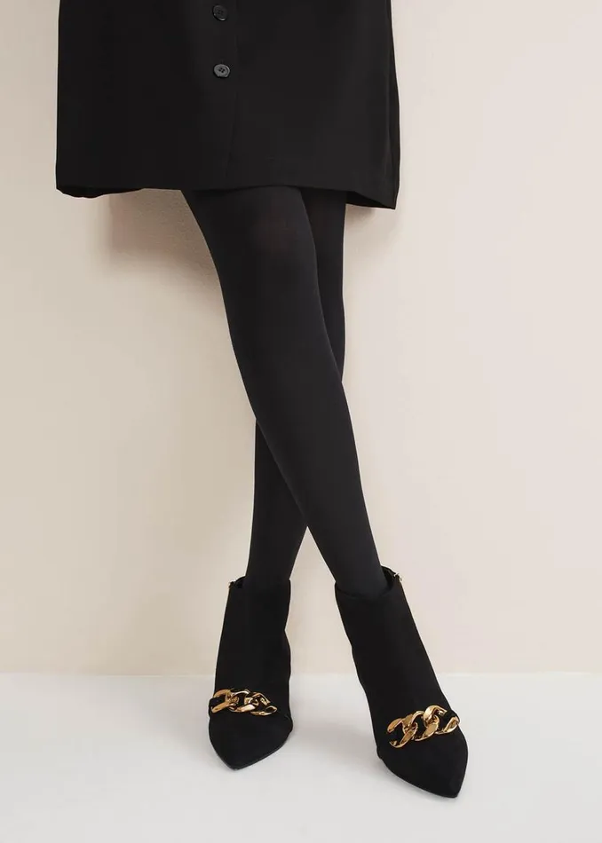Phase Eight Heels Chain Front Kitten Heel Boot Black 8211 Women