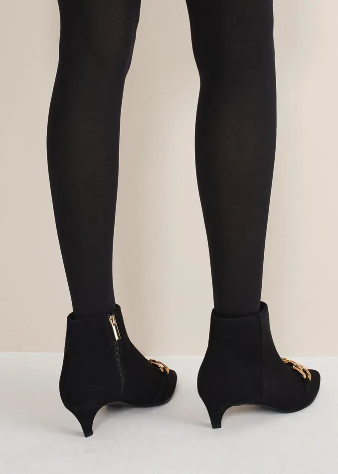 Phase Eight Heels Chain Front Kitten Heel Boot Black 8211 Women