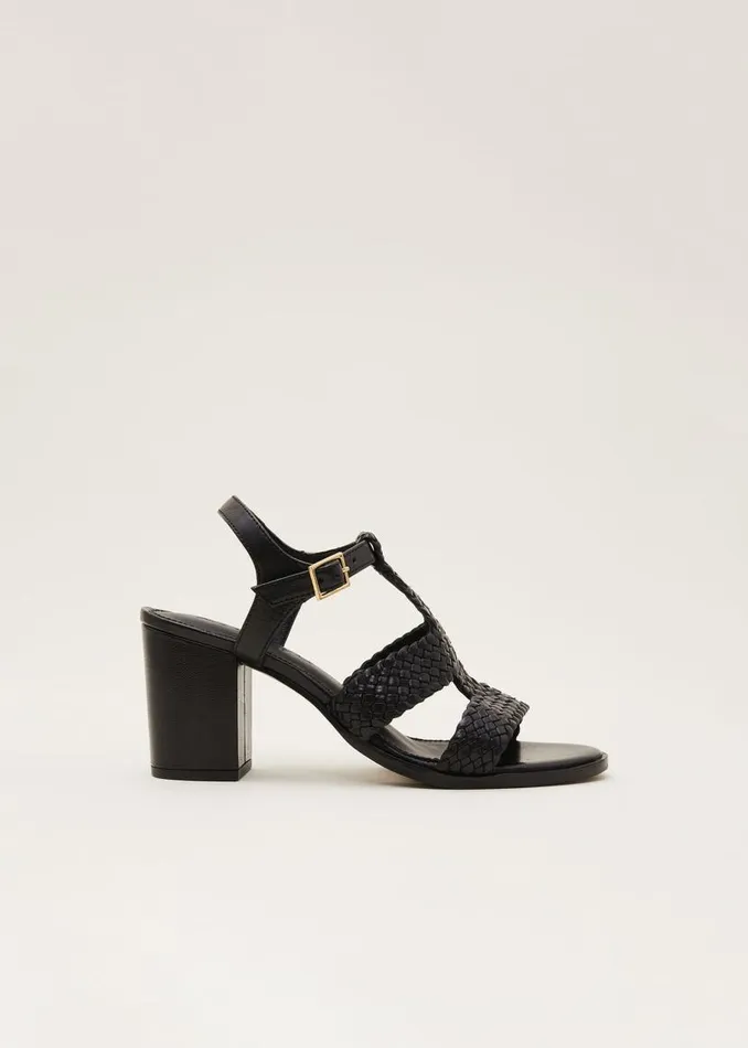 Phase Eight Heels Plaited T Bar Heeled Sandal Shoe Black 8211 Women