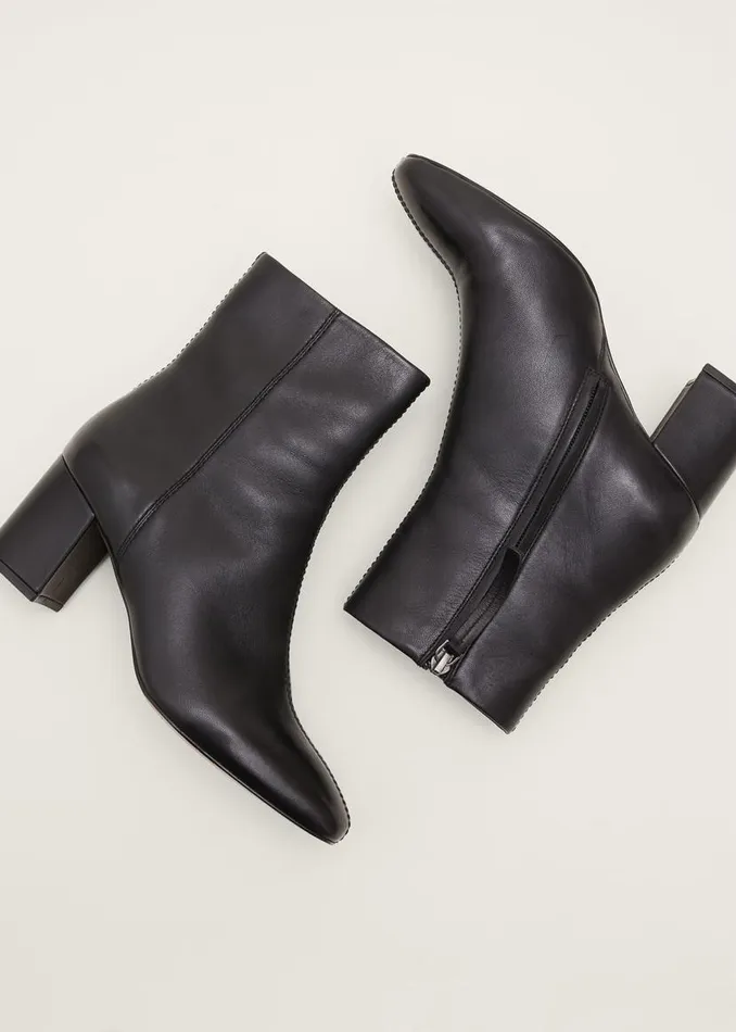 Phase Eight Heels Stitched Leather Boot Black 8211 Women