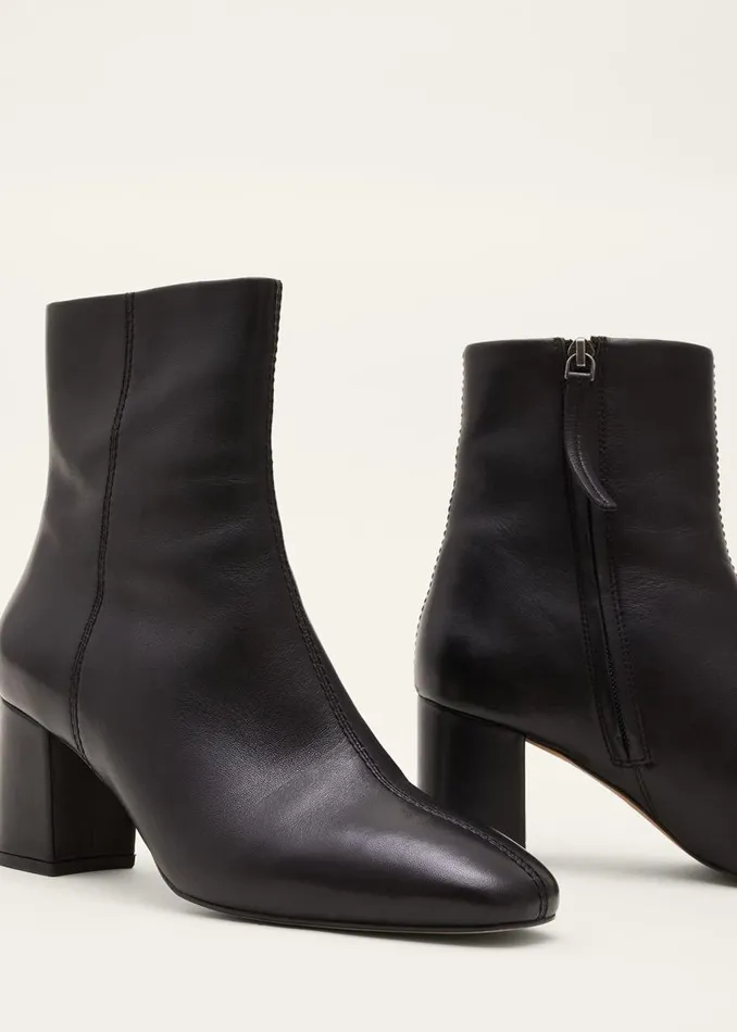 Phase Eight Heels Stitched Leather Boot Black 8211 Women