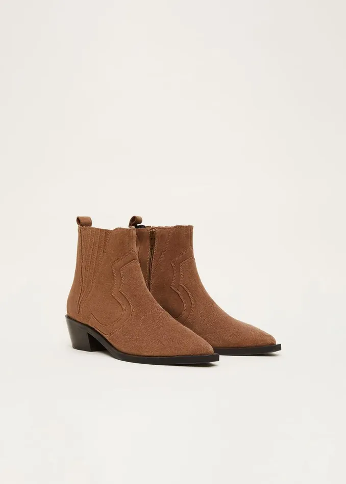 Phase Eight Heels Suede Ankle Boots Tan 8211 Women