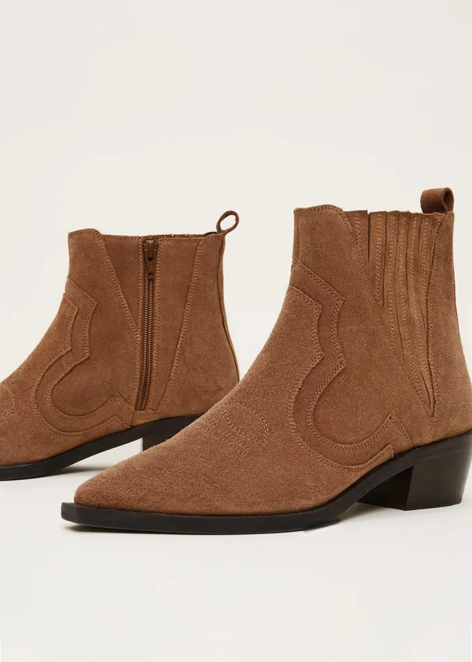 Phase Eight Heels Suede Ankle Boots Tan 8211 Women
