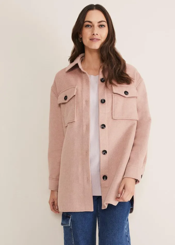 Phase Eight Jackets Sammy Plain Wool Shacket Pink 8211 Women