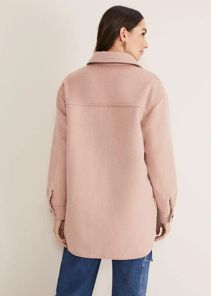 Phase Eight Jackets Sammy Plain Wool Shacket Pink 8211 Women
