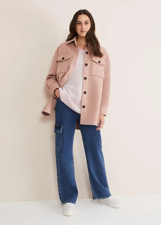 Phase Eight Jackets Sammy Plain Wool Shacket Pink 8211 Women