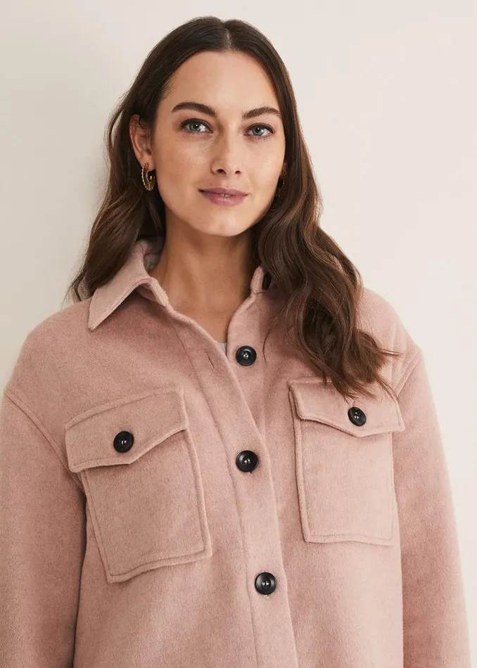 Phase Eight Jackets Sammy Plain Wool Shacket Pink 8211 Women