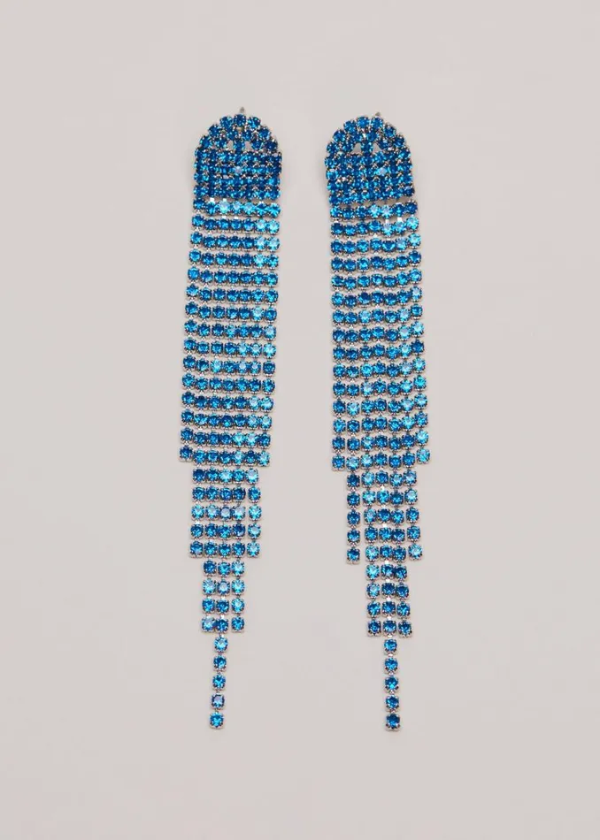 Phase Eight Jewellery Graduated Stone Drop Earrings Blue 8211 Women