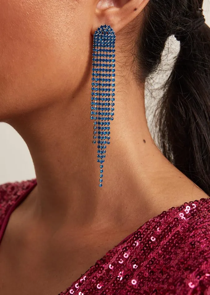 Phase Eight Jewellery Graduated Stone Drop Earrings Blue 8211 Women