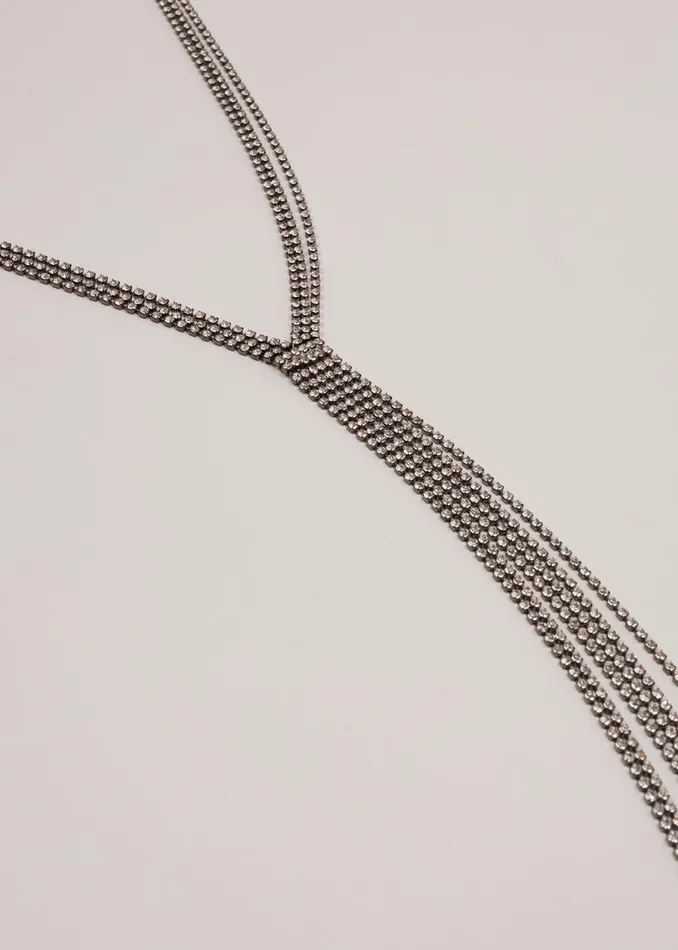 Phase Eight Jewellery Long Sparkle Lariat Necklace Gunmetal 8211 Women