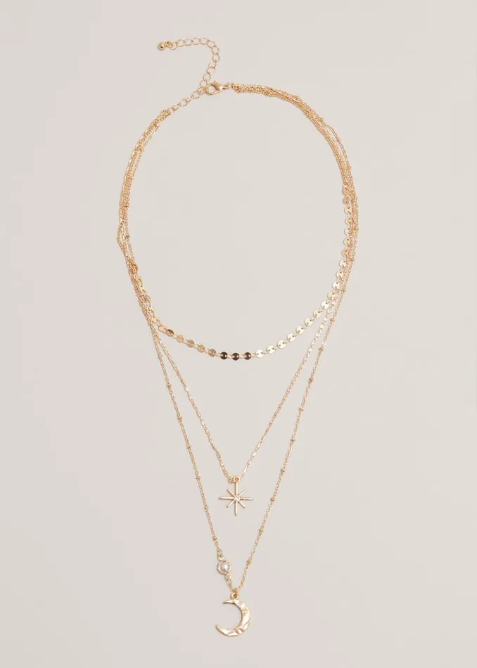 Phase Eight Jewellery Moon And Star Layered Necklace Gold 8211 Women