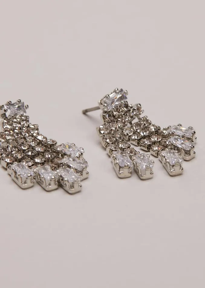 Phase Eight Jewellery Silver Sparkly Drop Earrings Silver 8211 Women
