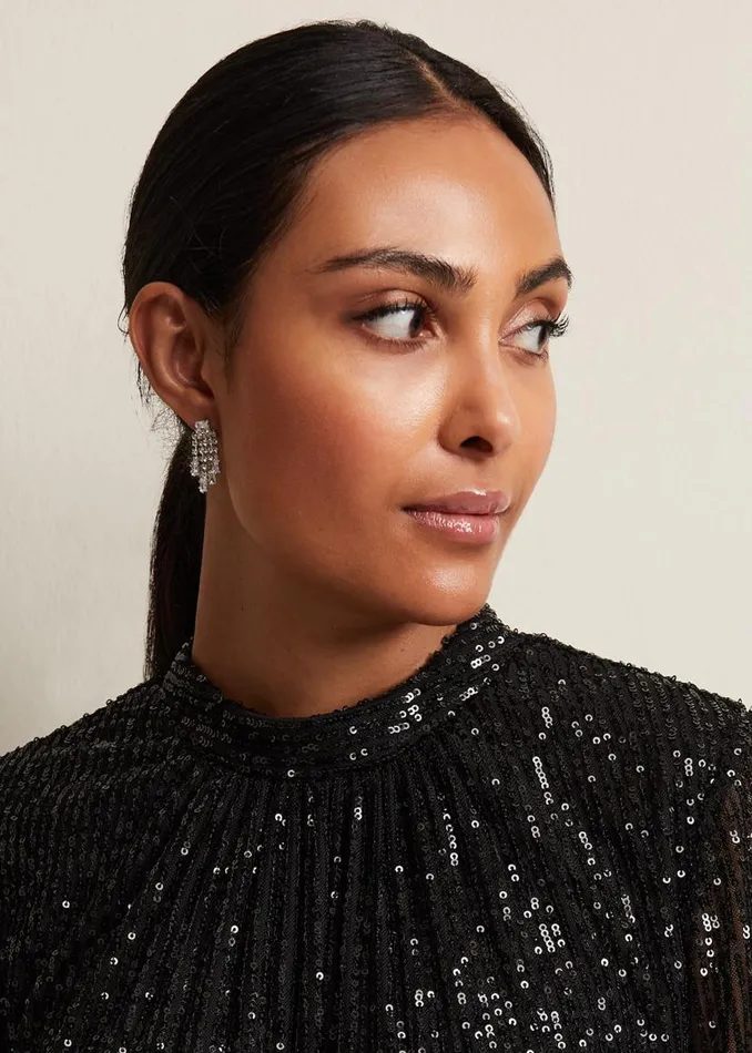 Phase Eight Jewellery Silver Sparkly Drop Earrings Silver 8211 Women