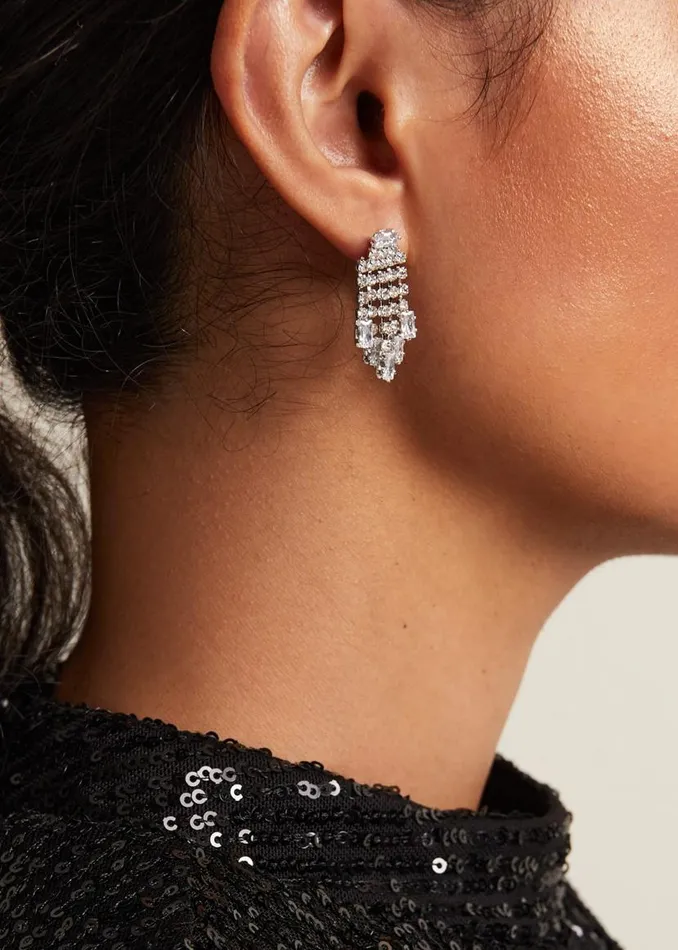 Phase Eight Jewellery Silver Sparkly Drop Earrings Silver 8211 Women