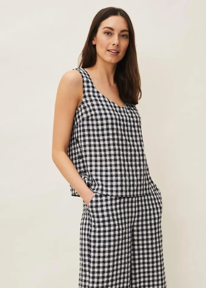 Phase Eight Knitwear Calandra Gingham Top Navyivory 8211 Women