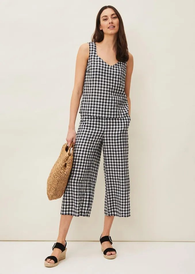 Phase Eight Knitwear Calandra Gingham Top Navyivory 8211 Women