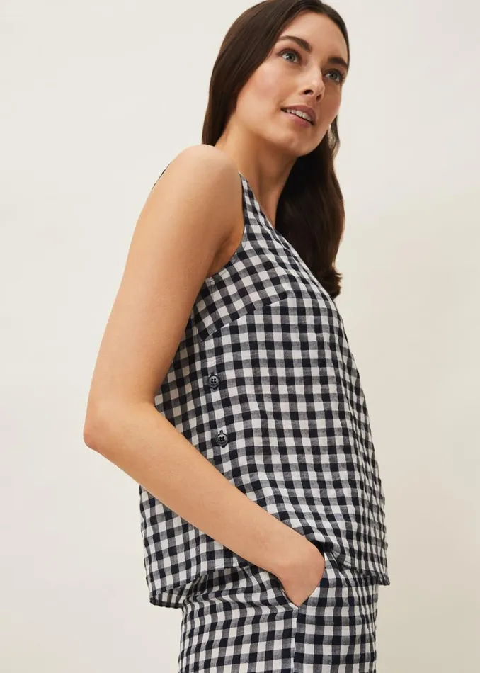 Phase Eight Knitwear Calandra Gingham Top Navyivory 8211 Women