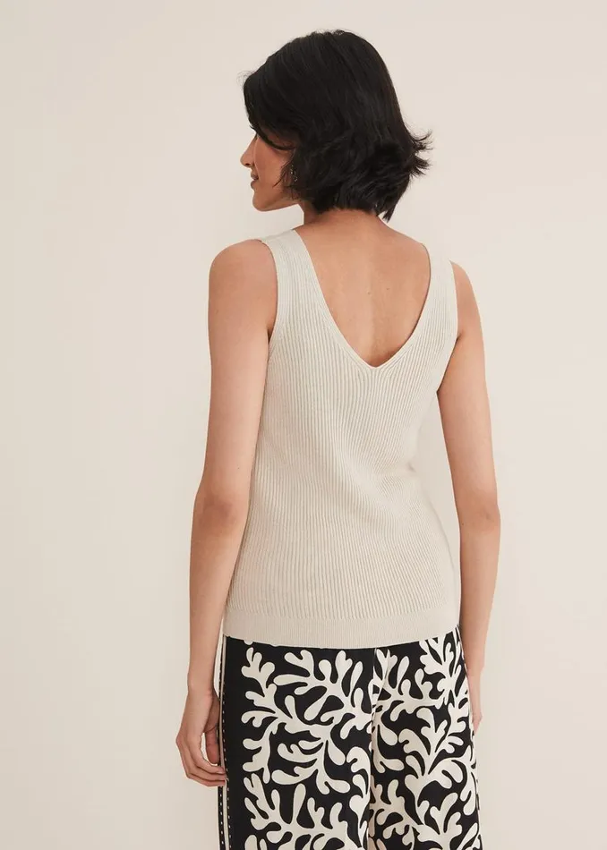 Phase Eight Knitwear Caryl Ribbed Vest Top Stone 8211 Women