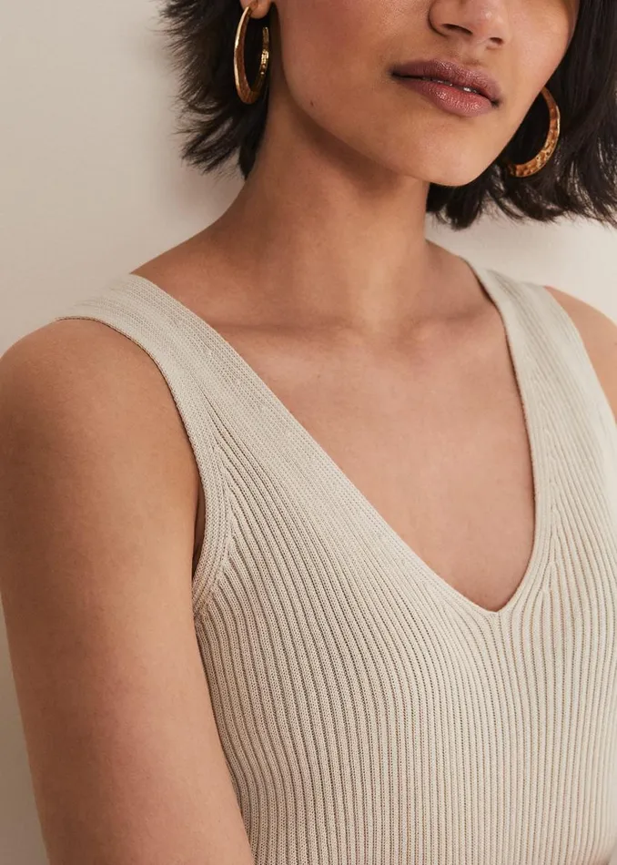 Phase Eight Knitwear Caryl Ribbed Vest Top Stone 8211 Women