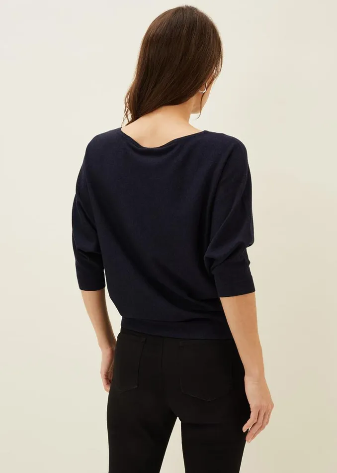 Phase Eight Knitwear Cristine Batwing Fine Knit Jumper Navy 8211 Women