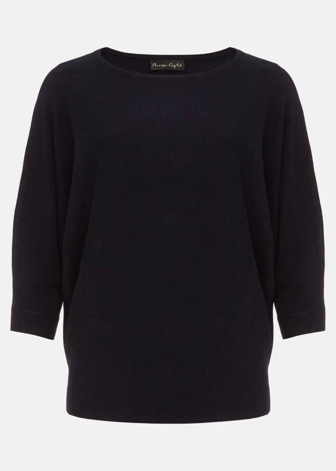Phase Eight Knitwear Cristine Batwing Fine Knit Jumper Navy 8211 Women
