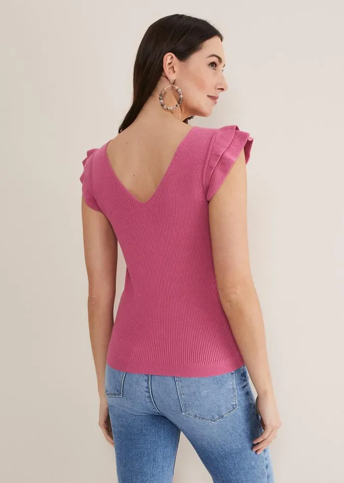 Phase Eight Knitwear Flory Frill Sleeve Vest Pink 8211 Women