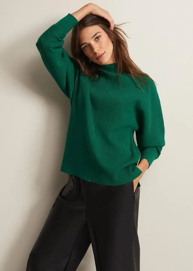 Phase Eight Knitwear Hannah Green Ribbed Jumper Green 8211 Women