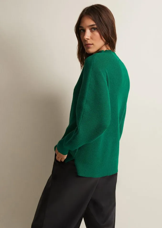 Phase Eight Knitwear Hannah Green Ribbed Jumper Green 8211 Women