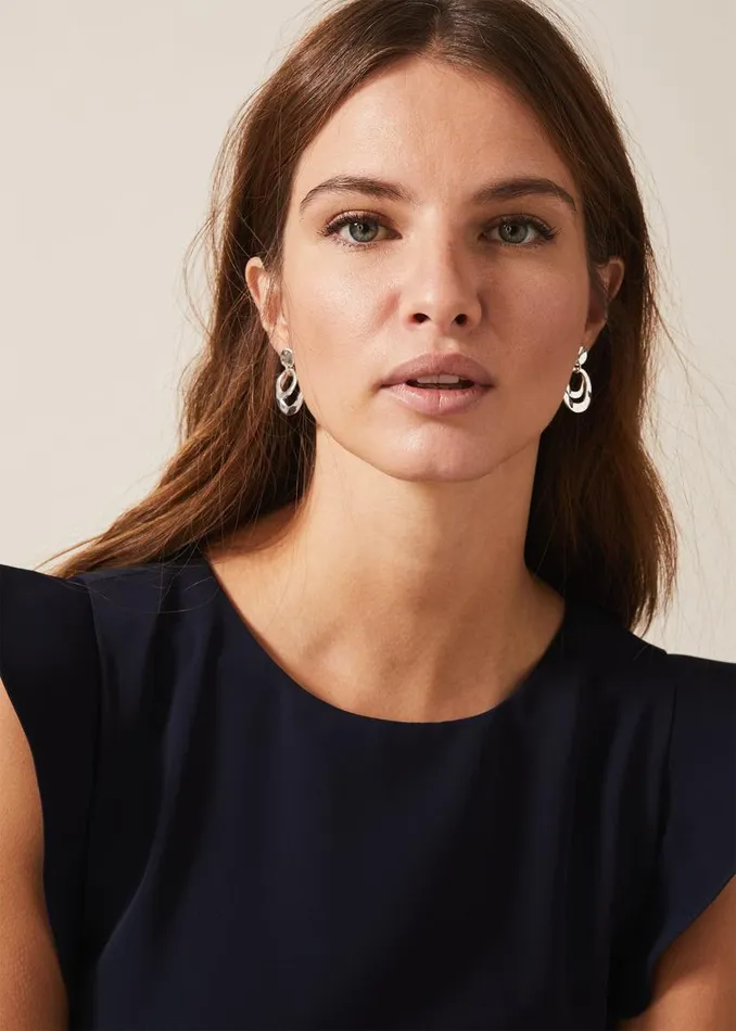 Phase Eight Knitwear Hilda Link Stud Earrings Silver 8211 Women