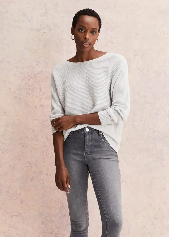 Phase Eight Knitwear Isabella Ripple Wool Cashmere Jumper Mist Grey 8211 Women