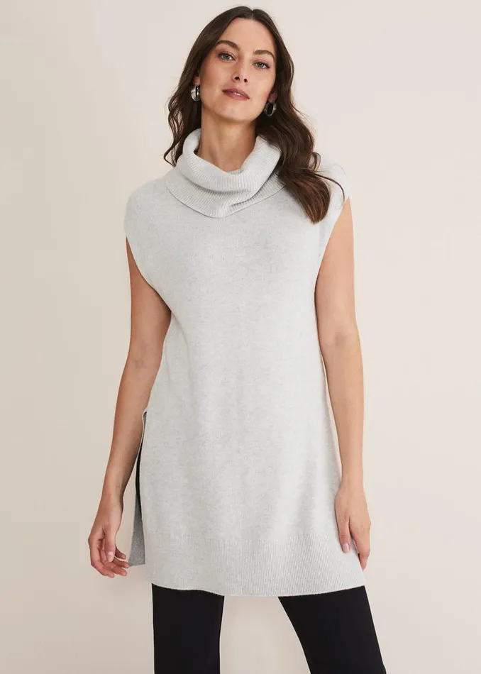 Phase Eight Knitwear Kysa Knitted Sleeveless Tunic Silver Grey 8211 Women