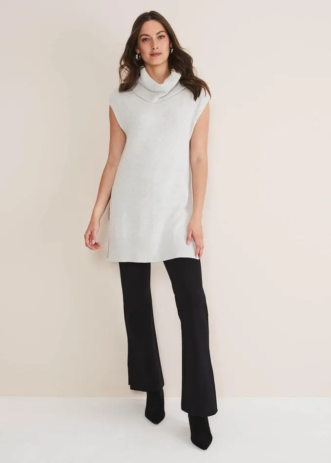 Phase Eight Knitwear Kysa Knitted Sleeveless Tunic Silver Grey 8211 Women