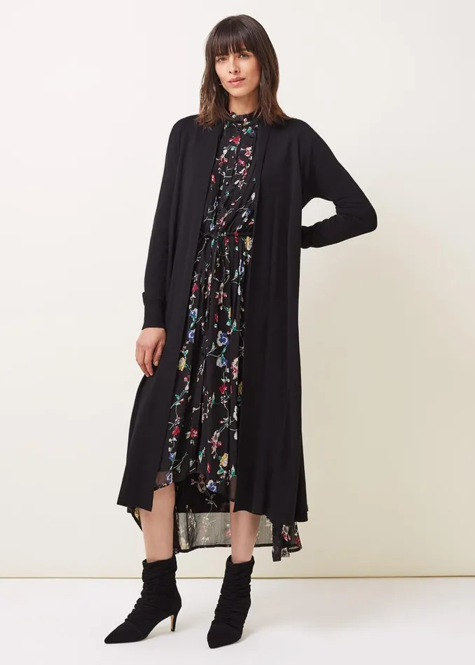 Phase Eight Knitwear Lili Fine Knit Maxi Cardigan Black 8211 Women