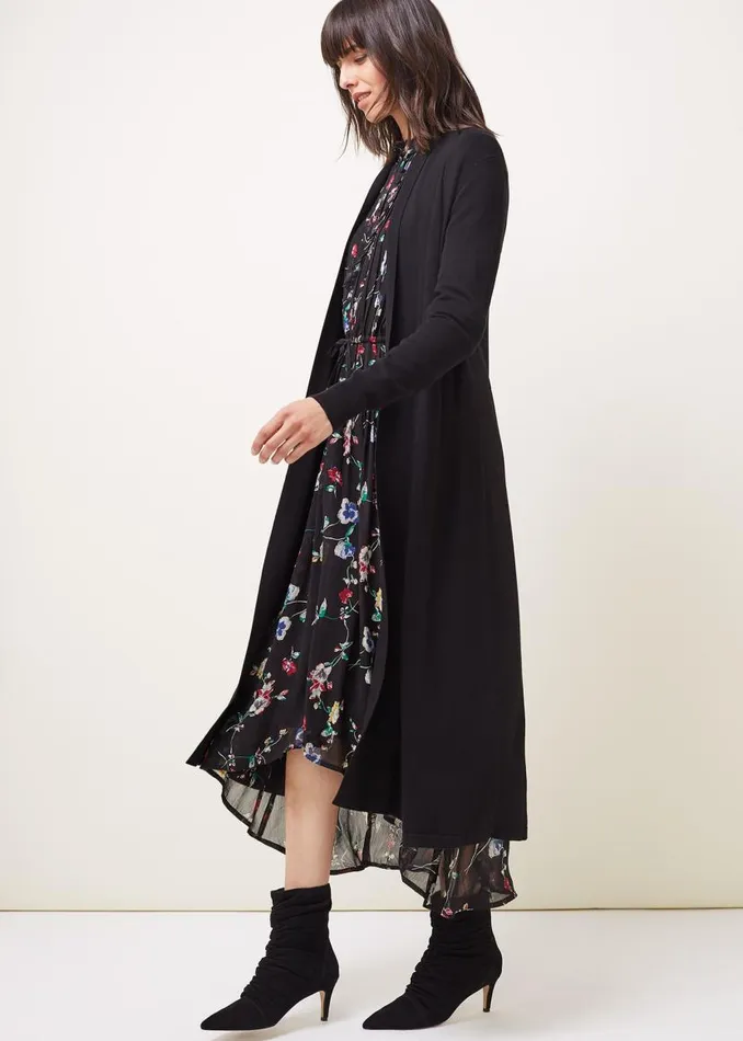 Phase Eight Knitwear Lili Fine Knit Maxi Cardigan Black 8211 Women