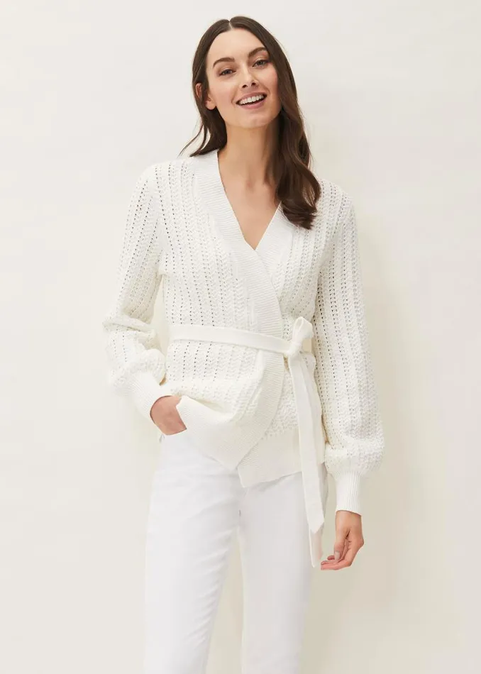 Phase Eight Knitwear Monica Wrap Cardigan White 8211 Women