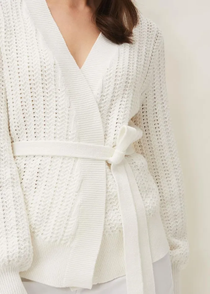 Phase Eight Knitwear Monica Wrap Cardigan White 8211 Women