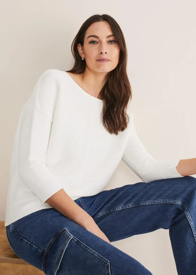 Phase Eight Knitwear Nellie Ripple Knitted Jumper Ivory 8211 Women