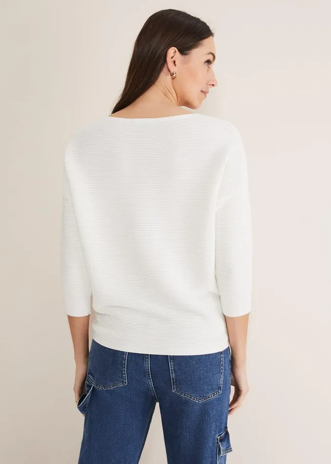 Phase Eight Knitwear Nellie Ripple Knitted Jumper Ivory 8211 Women