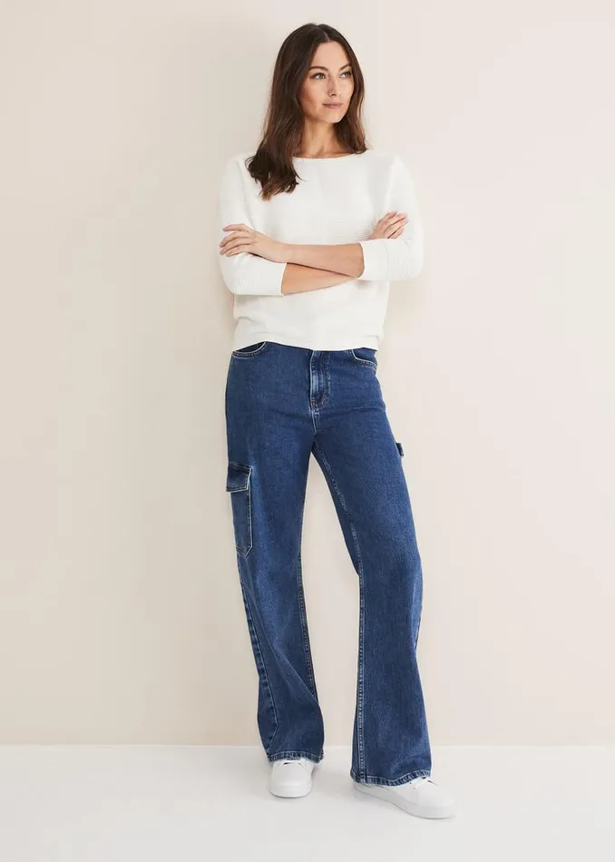 Phase Eight Knitwear Nellie Ripple Knitted Jumper Ivory 8211 Women