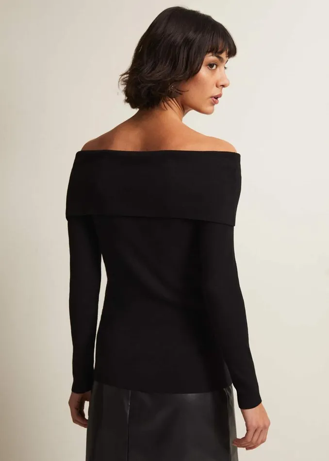 Phase Eight Knitwear Nya Fine Knit Bardot Top Black 8211 Women