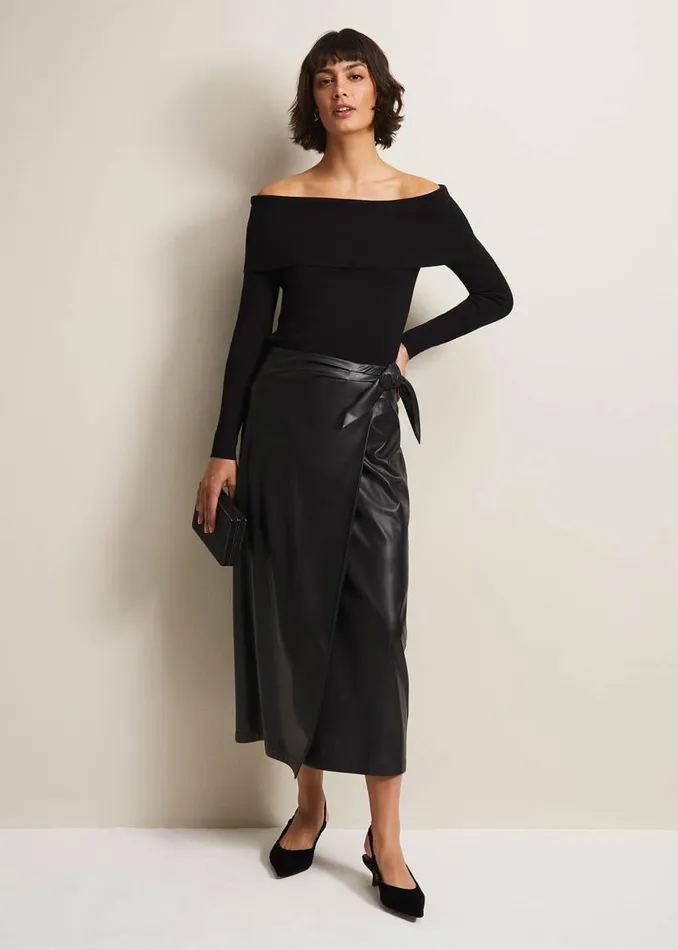 Phase Eight Knitwear Nya Fine Knit Bardot Top Black 8211 Women