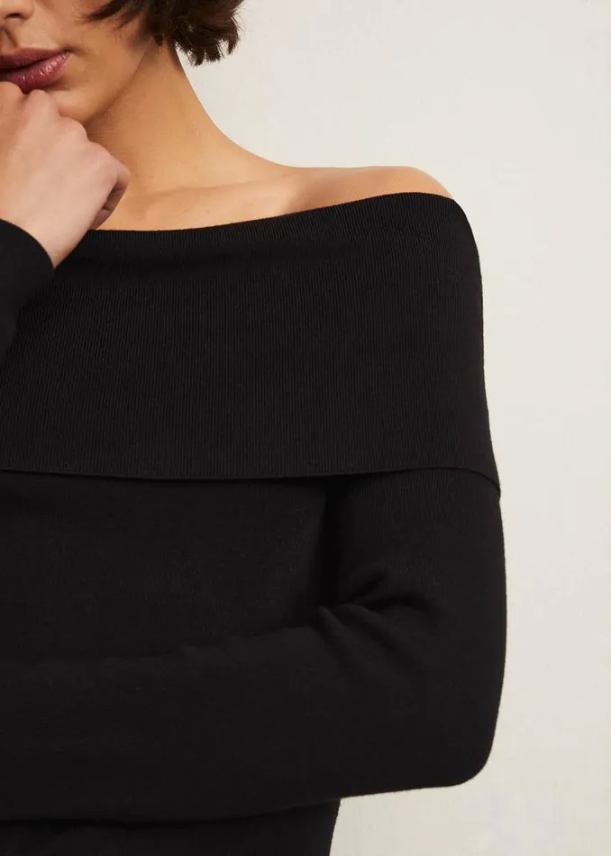 Phase Eight Knitwear Nya Fine Knit Bardot Top Black 8211 Women