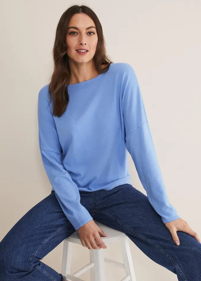 Phase Eight Knitwear Olivian Fine Knit Jumper Cornflower 8211 Women