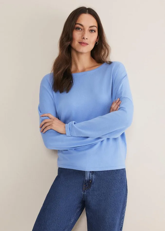 Phase Eight Knitwear Olivian Fine Knit Jumper Cornflower 8211 Women